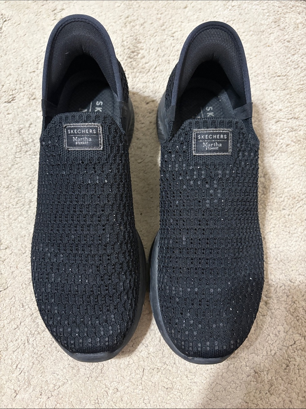 Skechers Black Knit Slip-On Sneakers